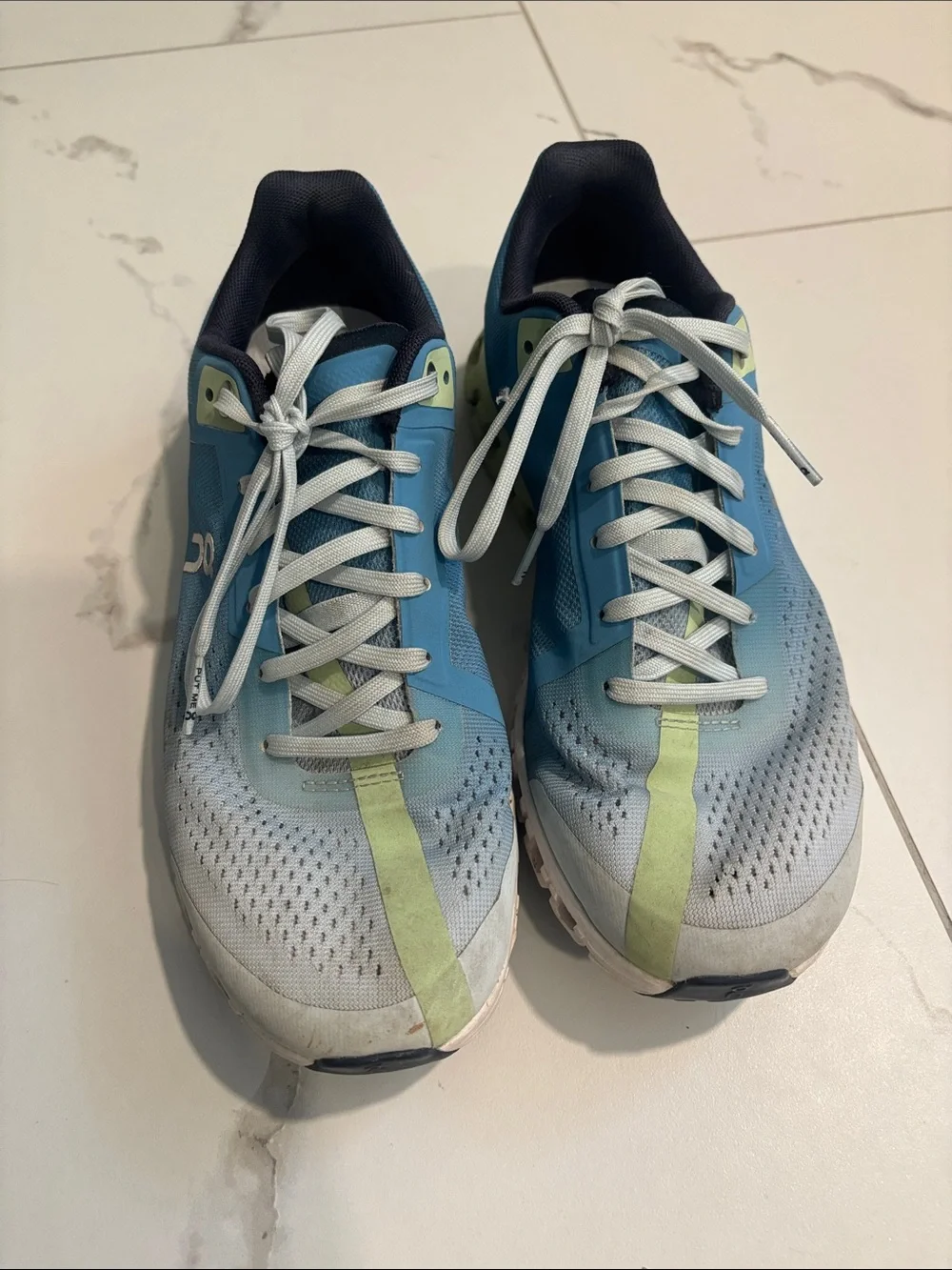 On Running Women's Light Blue and Lime Athletic Shoes